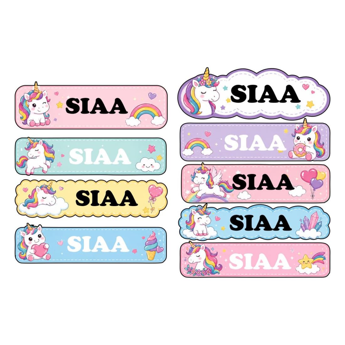 Zesta unicorn personalised name stickers for kids, pack of 40 - image 1