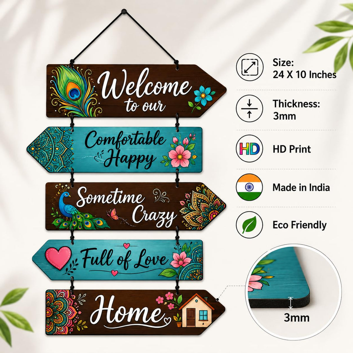 Zesta Welcome To Our Home – 2 MDF wooden wall hanging - image 4