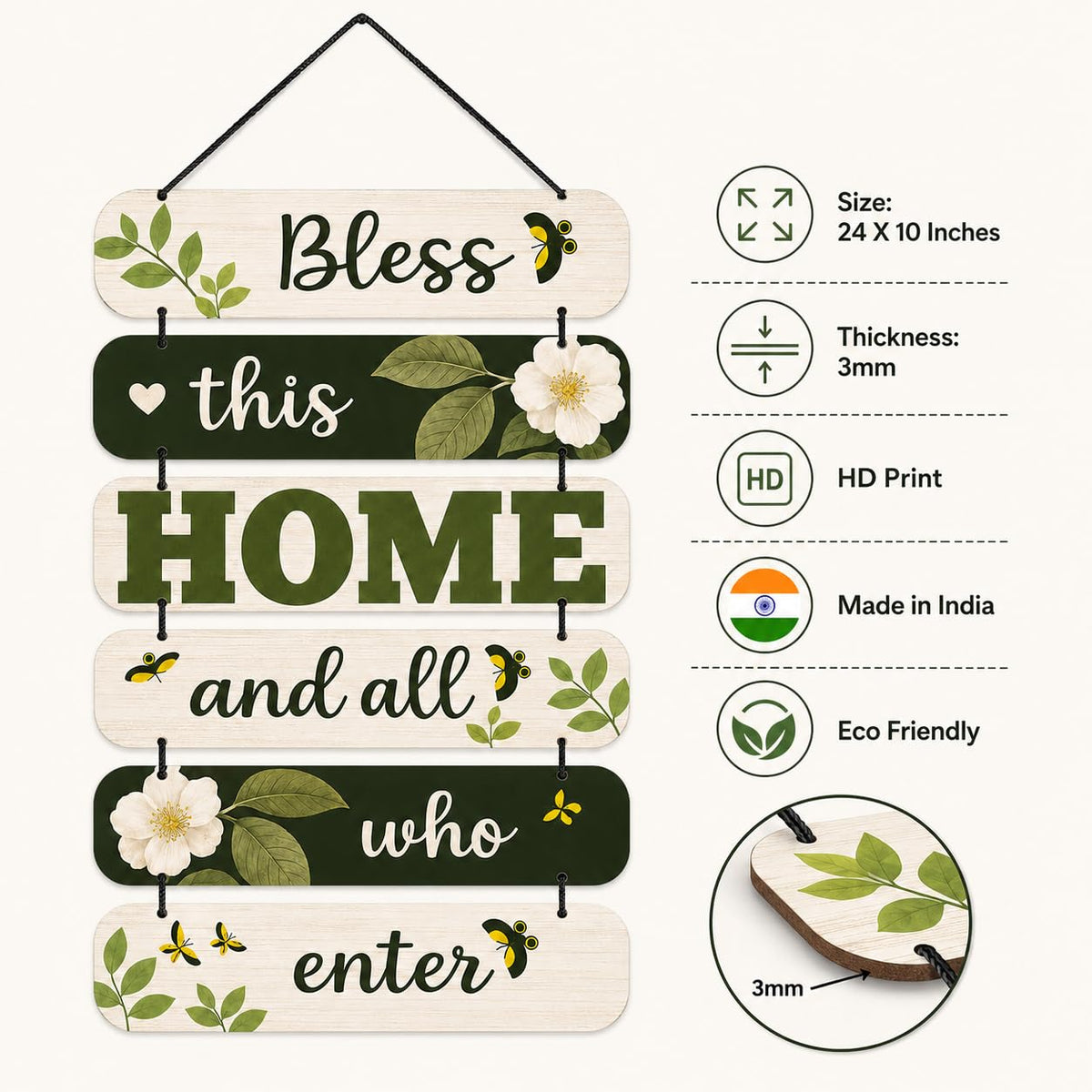 Zesta Bless This Home MDF wooden wall hanging - image 4