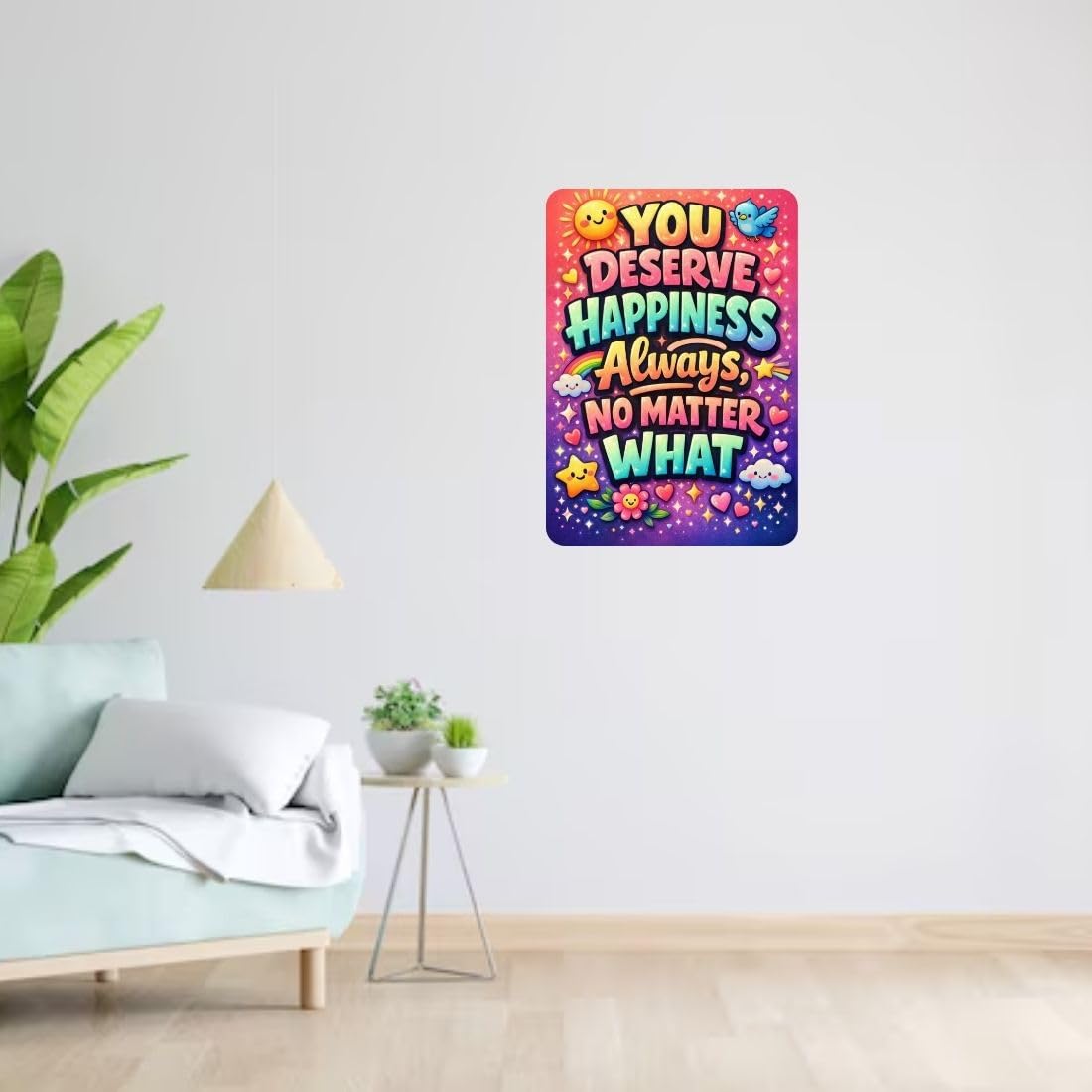 Zesta You Deserve Happiness self-adhesive MDF wooden wall hanging - image 7
