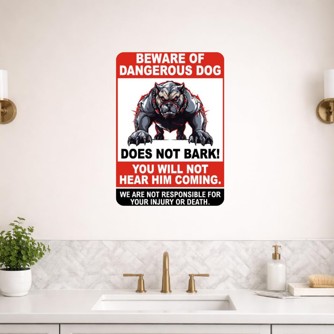Zesta Beware of Dogs self-adhesive MDF wooden wall hanging - image 7