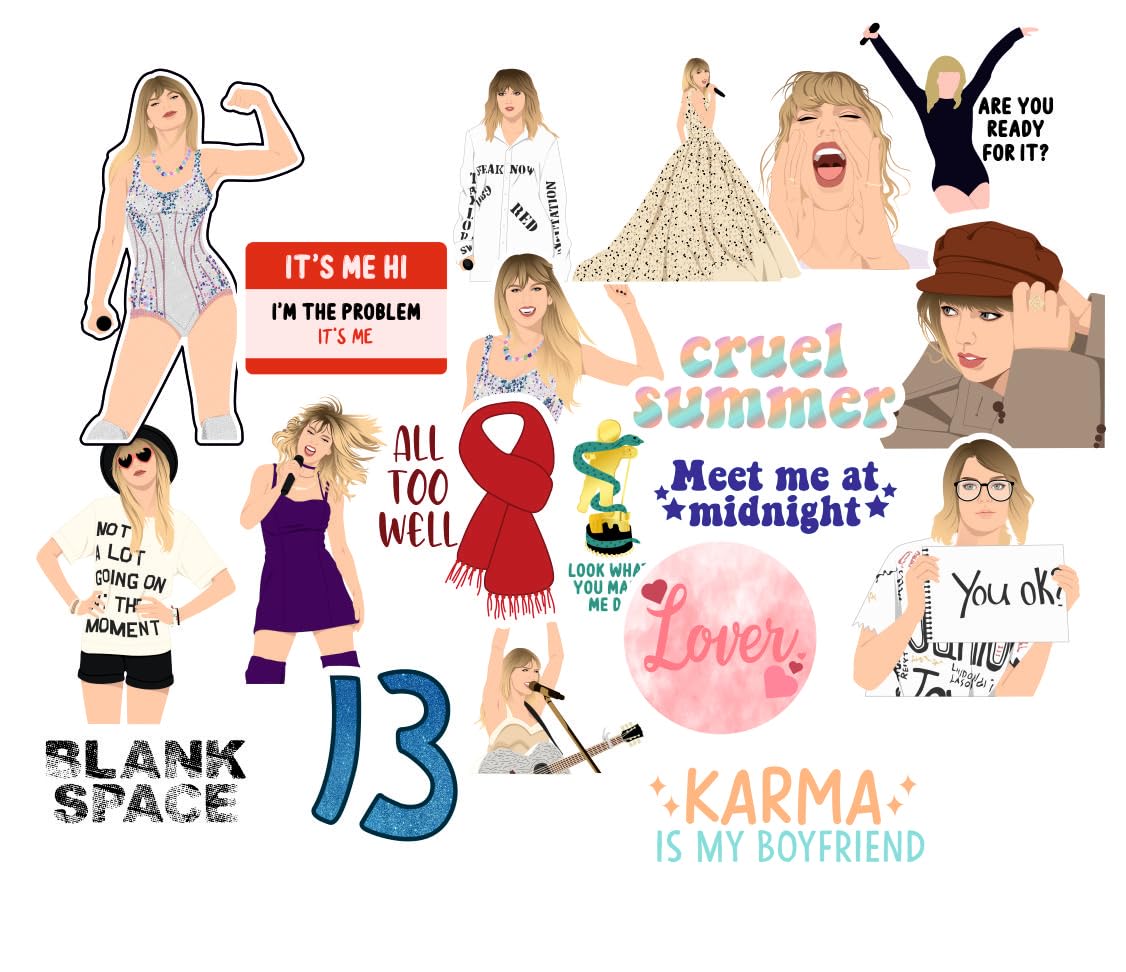 Taylor Swift Vinyl Waterproof Sticker (pack of 15).