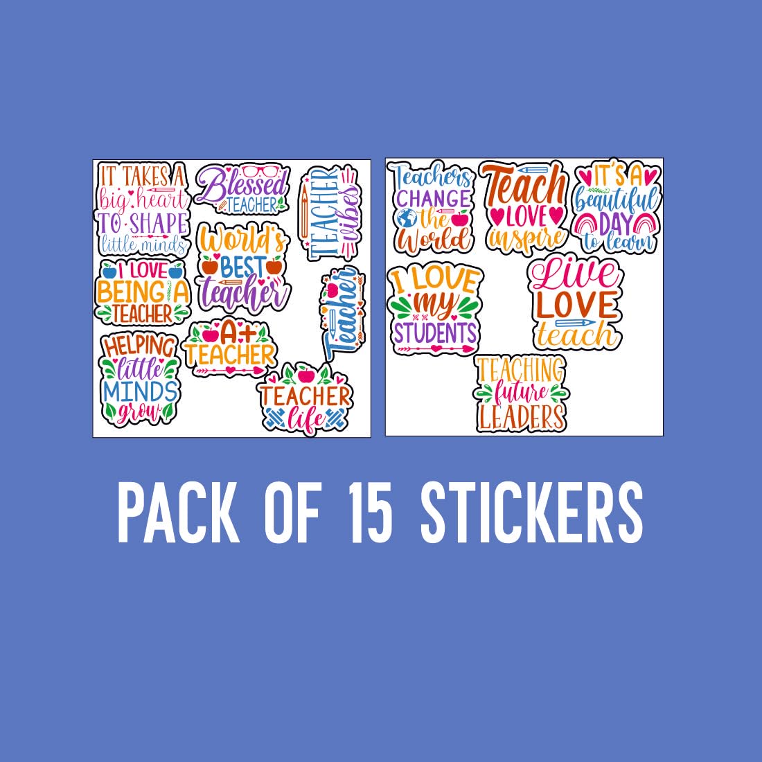 Teacher Love Vinyl Waterproof Sticker (pack of 15).
