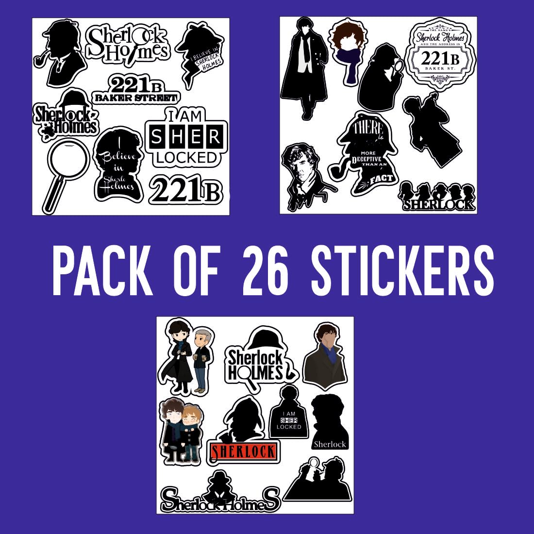 Sherlock Waterproof Sticker (pack of 26).