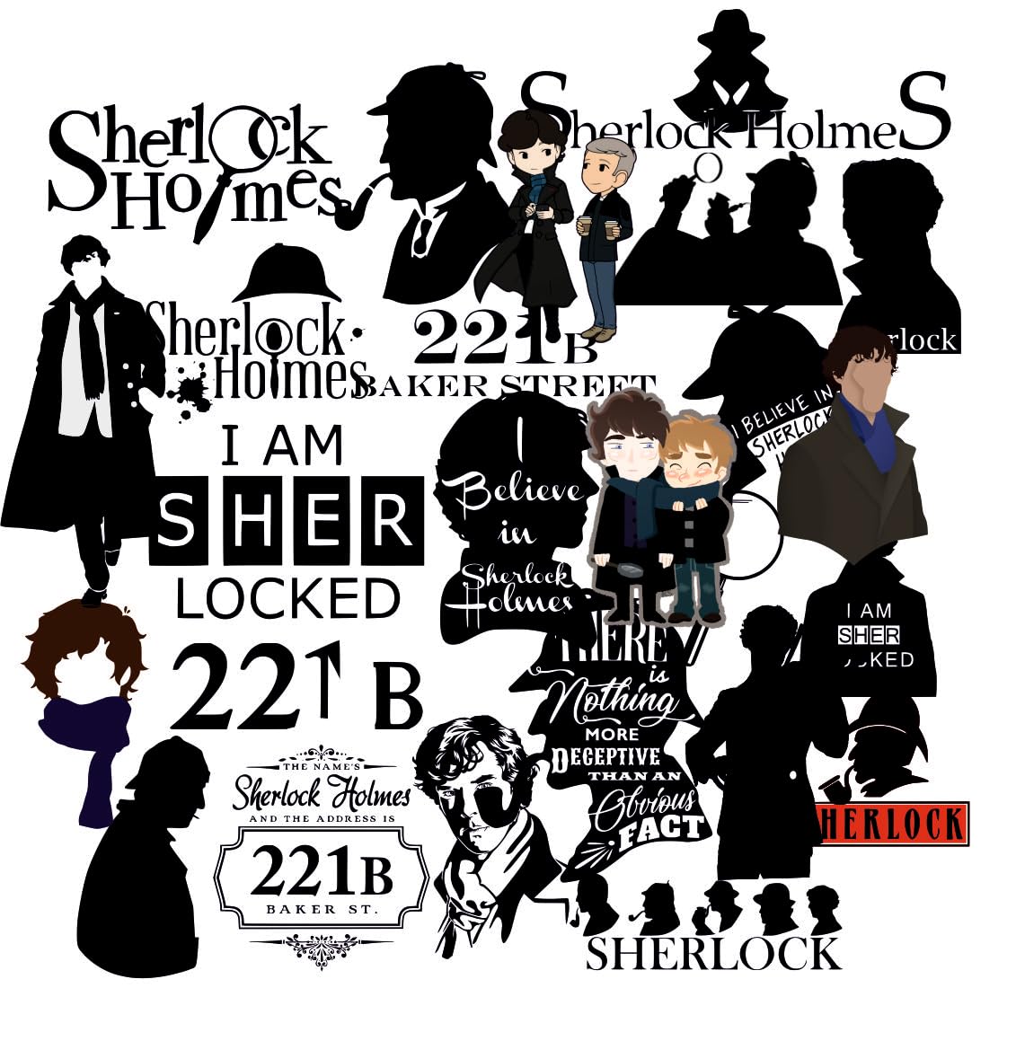 Sherlock Waterproof Sticker (pack of 26).