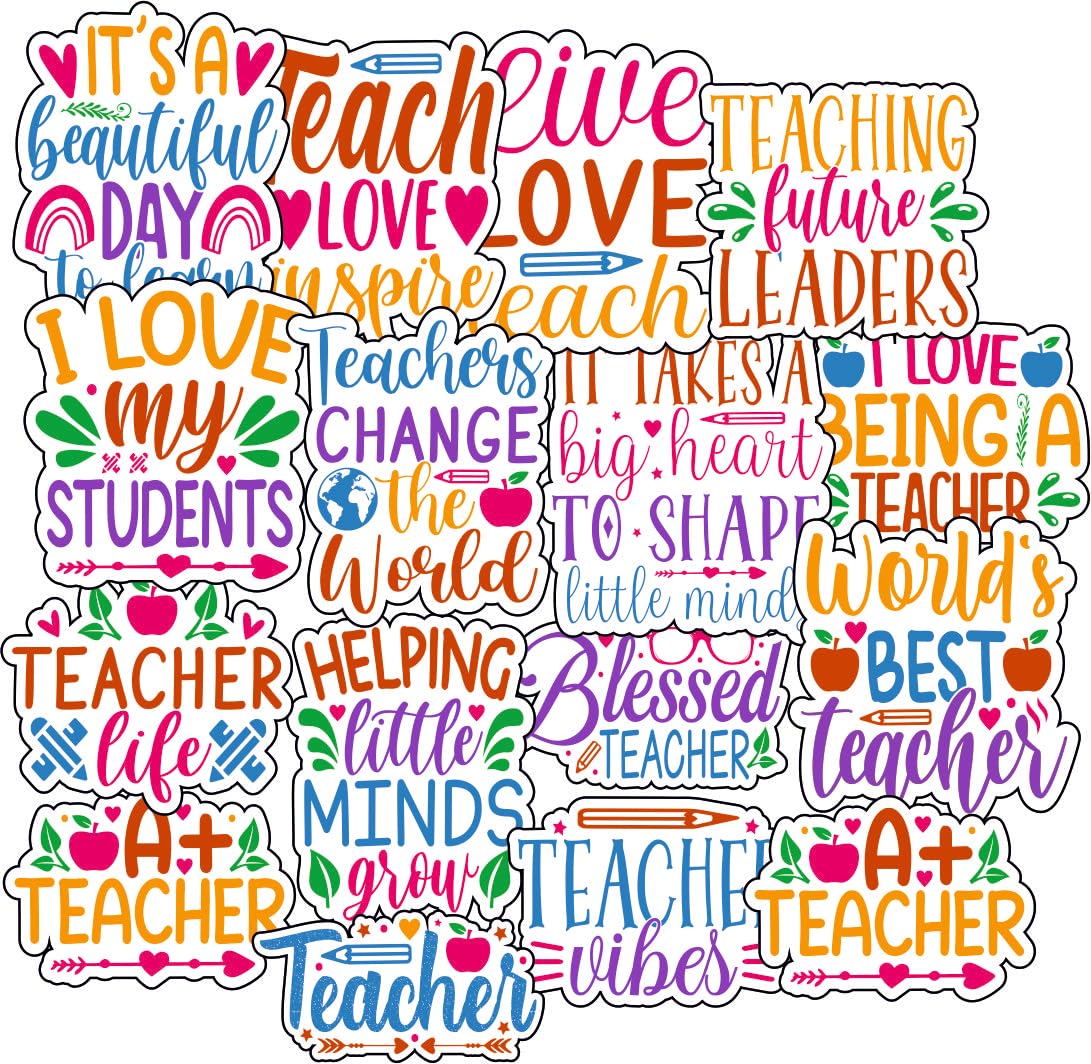 Teacher Love Vinyl Waterproof Sticker (pack of 15).