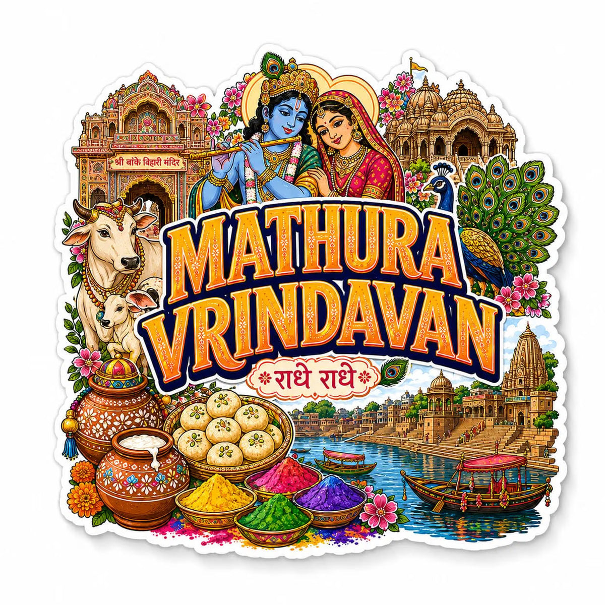 Zesta Mathura Vrindavan wooden fridge magnet - image 5
