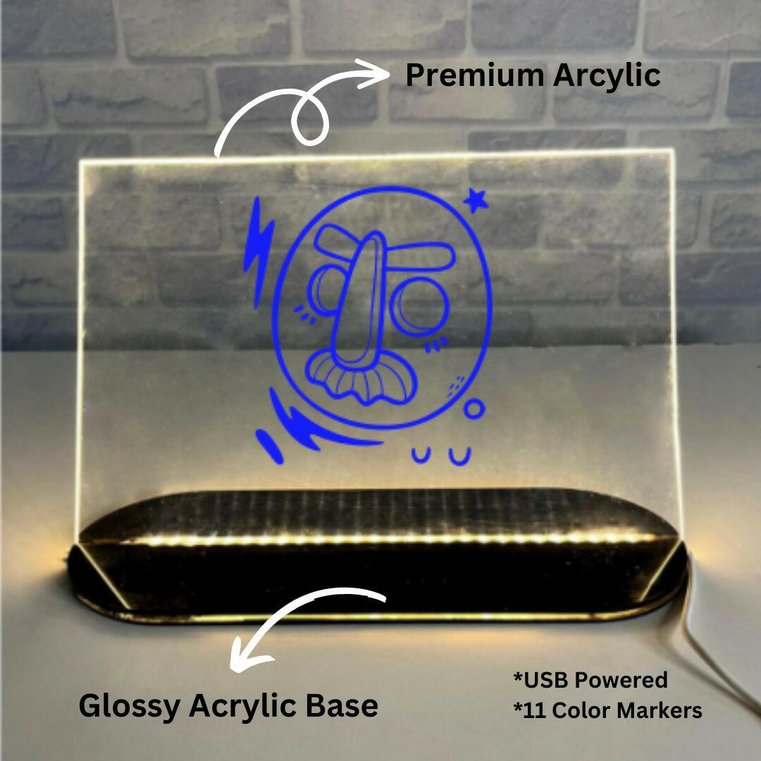 Rewritable Acrylic Message Board With Stand.