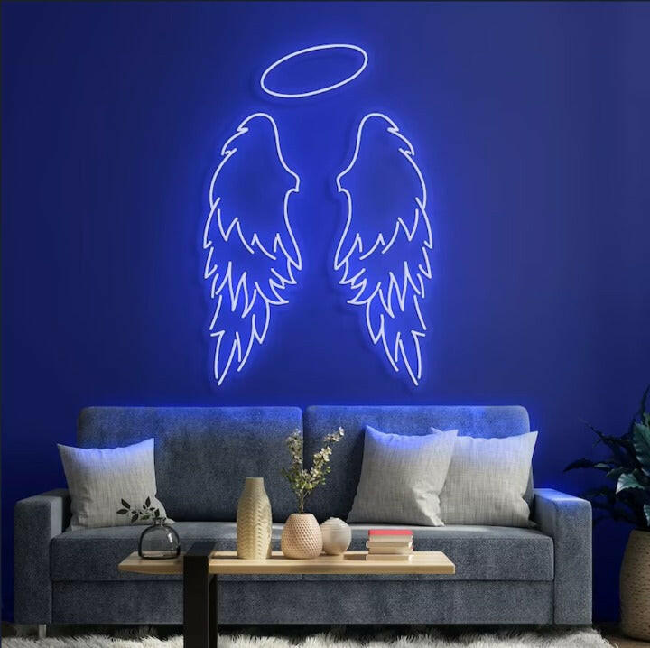 Angel Neon Light Wings Sign Board for Room.