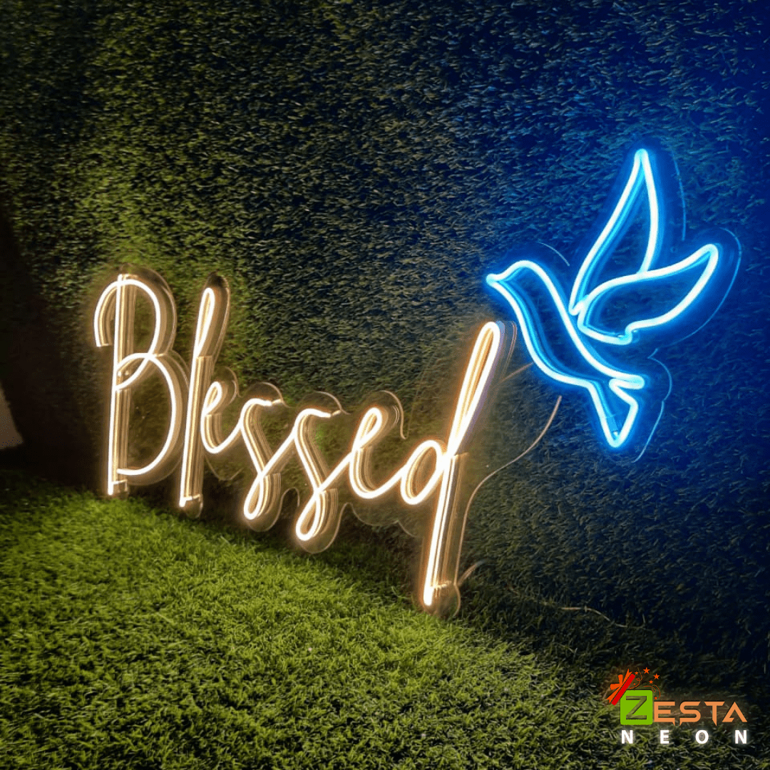 Blessed Name Neon Light Quote.