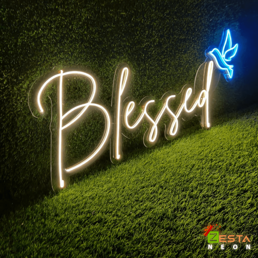 Blessed Name Neon Light Quote.