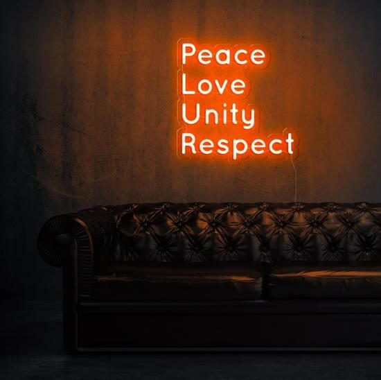 Peace Love Unity Respect Neon Sign Board.
