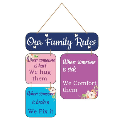Zesta Family Rules MDF wooden wall hanging - image 1