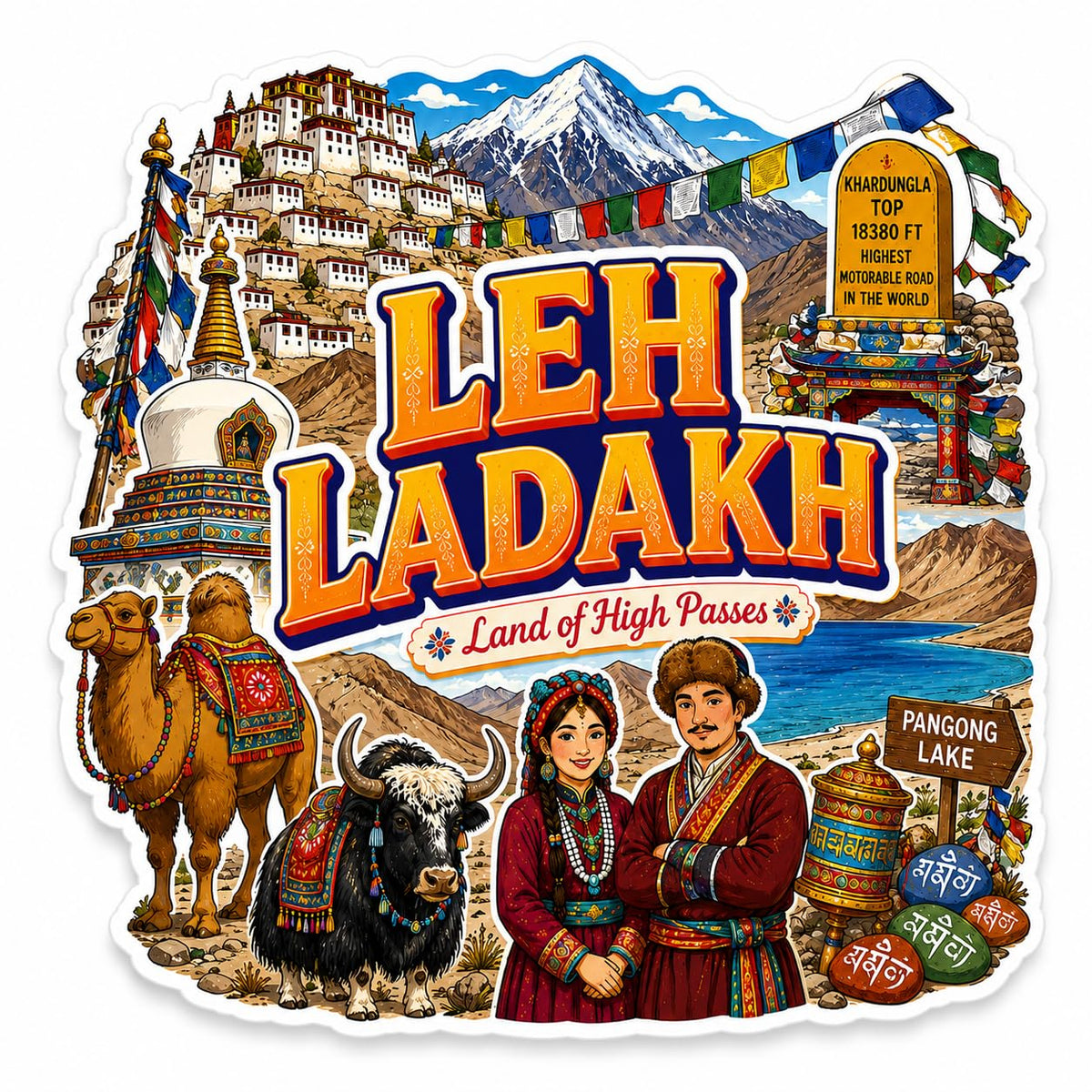 Zesta Leh Ladakh wooden fridge magnet - image 1