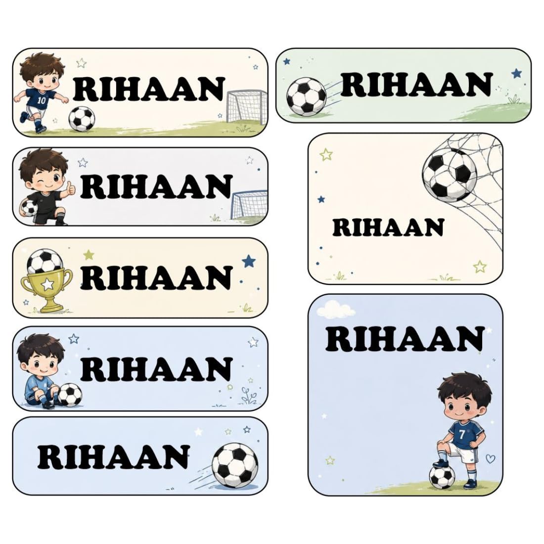 Zesta football personalised name stickers for kids, pack of 40 - image 1