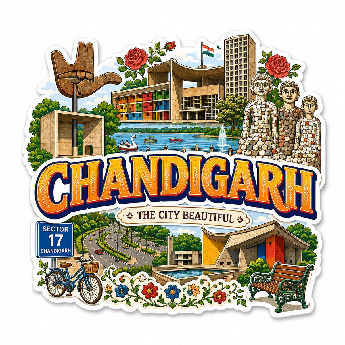 Zesta Chandigarh wooden fridge magnet - image 1