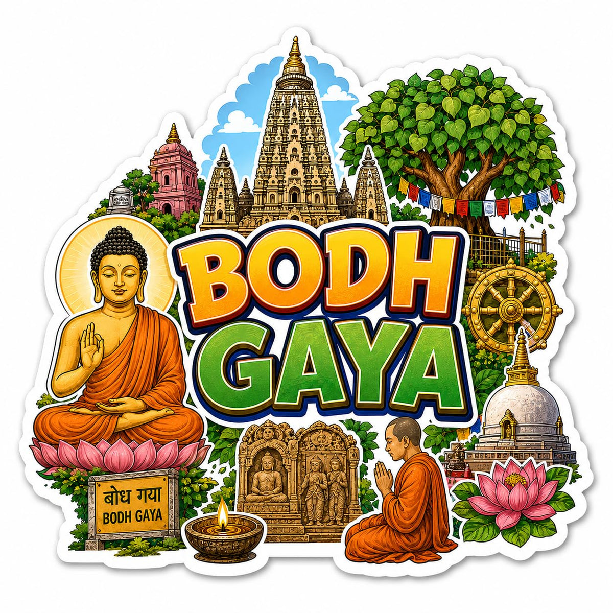 Zesta Bodhgaya wooden fridge magnet - image 1
