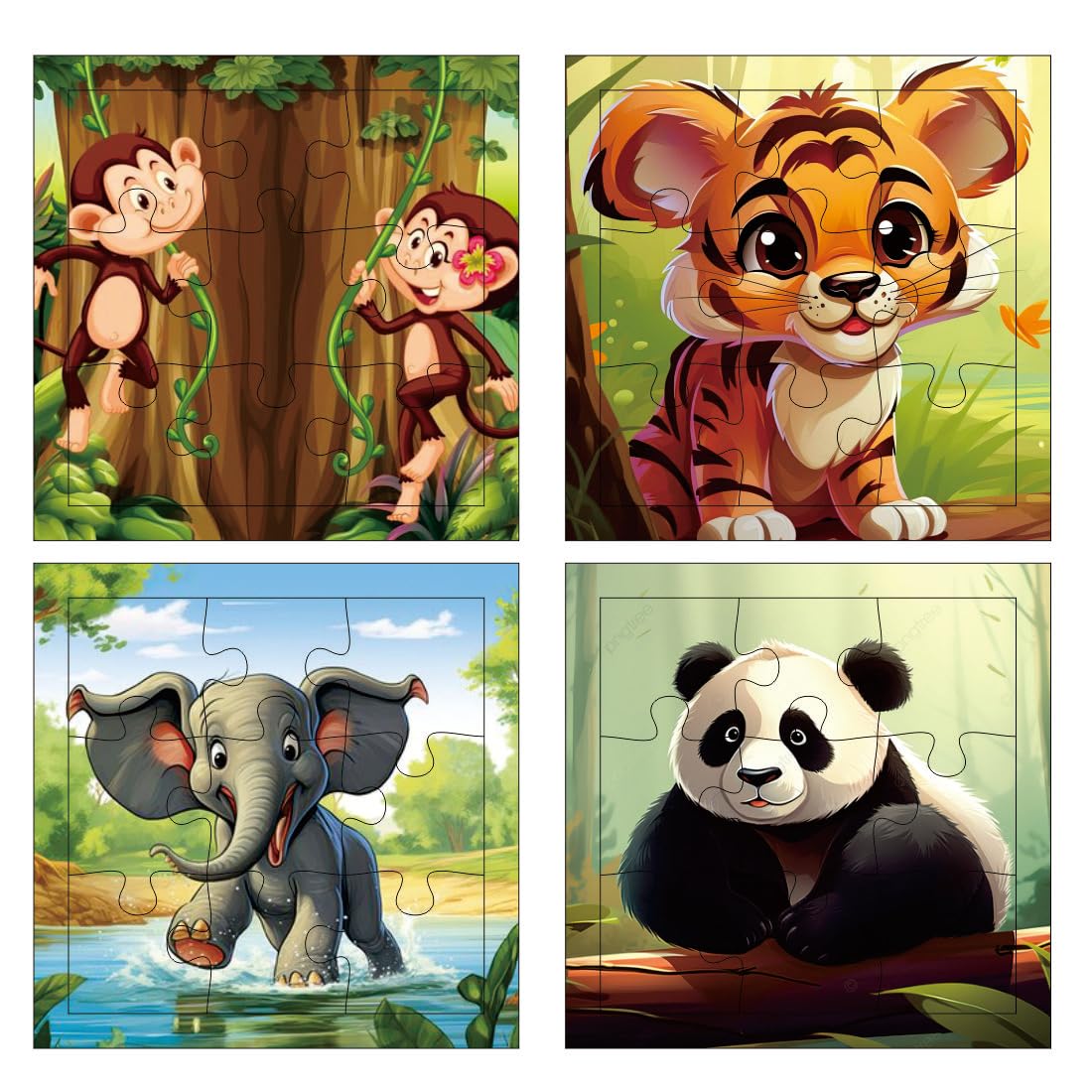 Otidge Animals wooden jigsaw puzzles, pack of 4 - image 1
