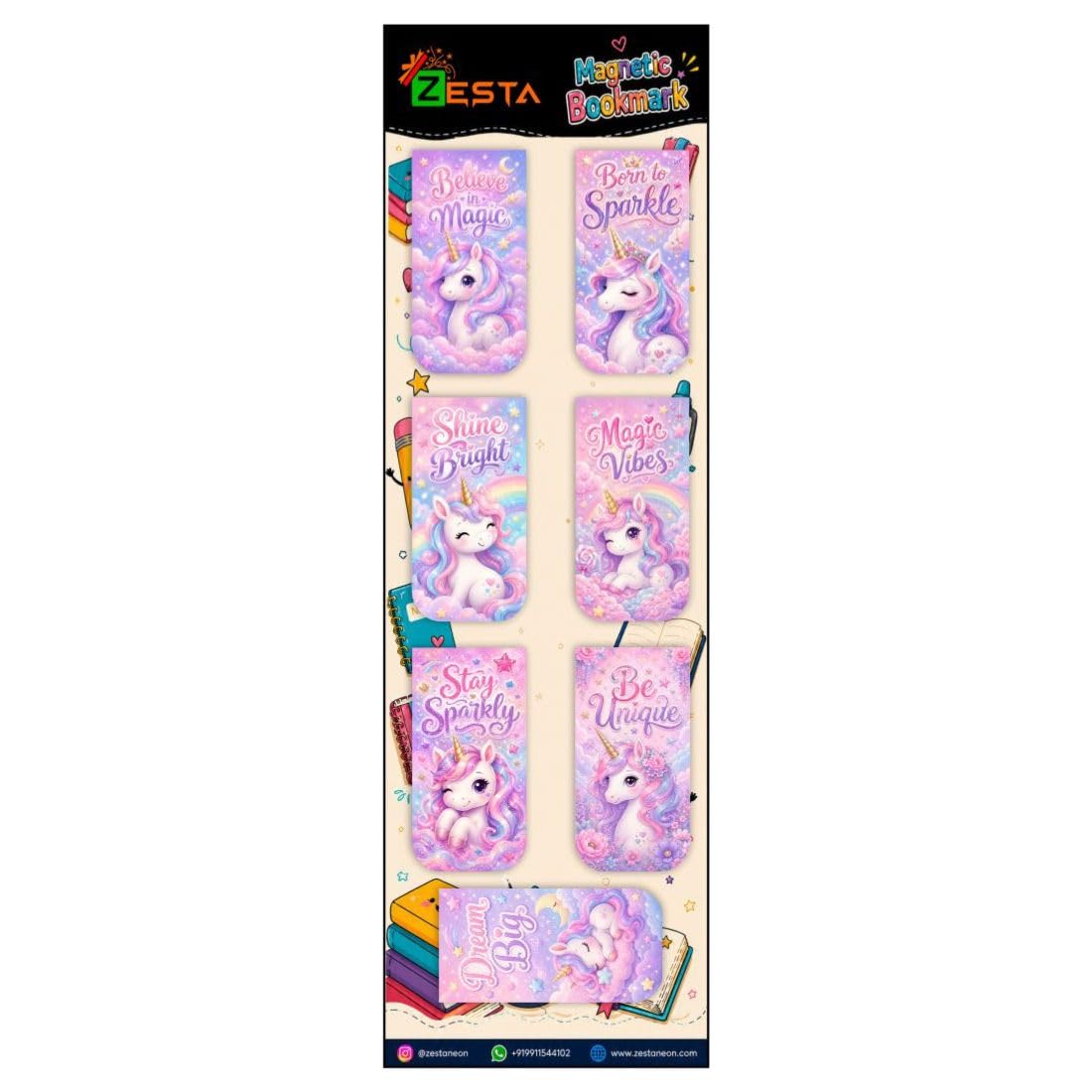Zesta Unicorn New Magnetic Bookmarks – Set of 7 – image 1