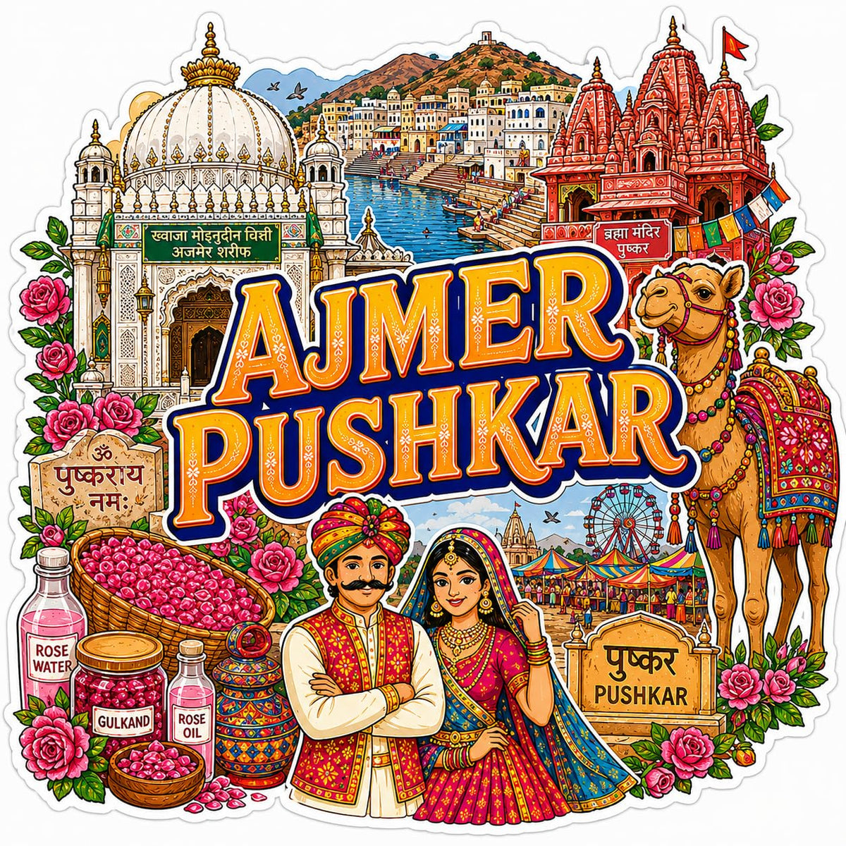 Zesta Ajmer Pushkar wooden fridge magnet - image 1