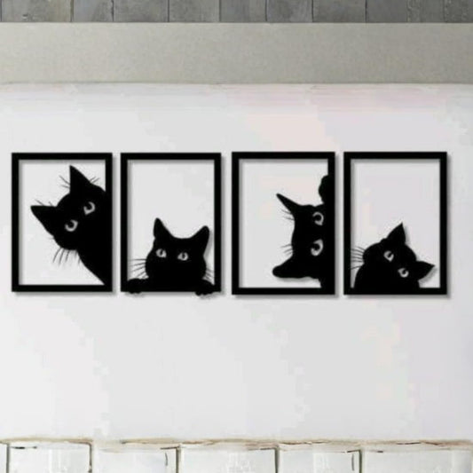 Zesta 4 Cats MDF wooden wall hanging - image 1
