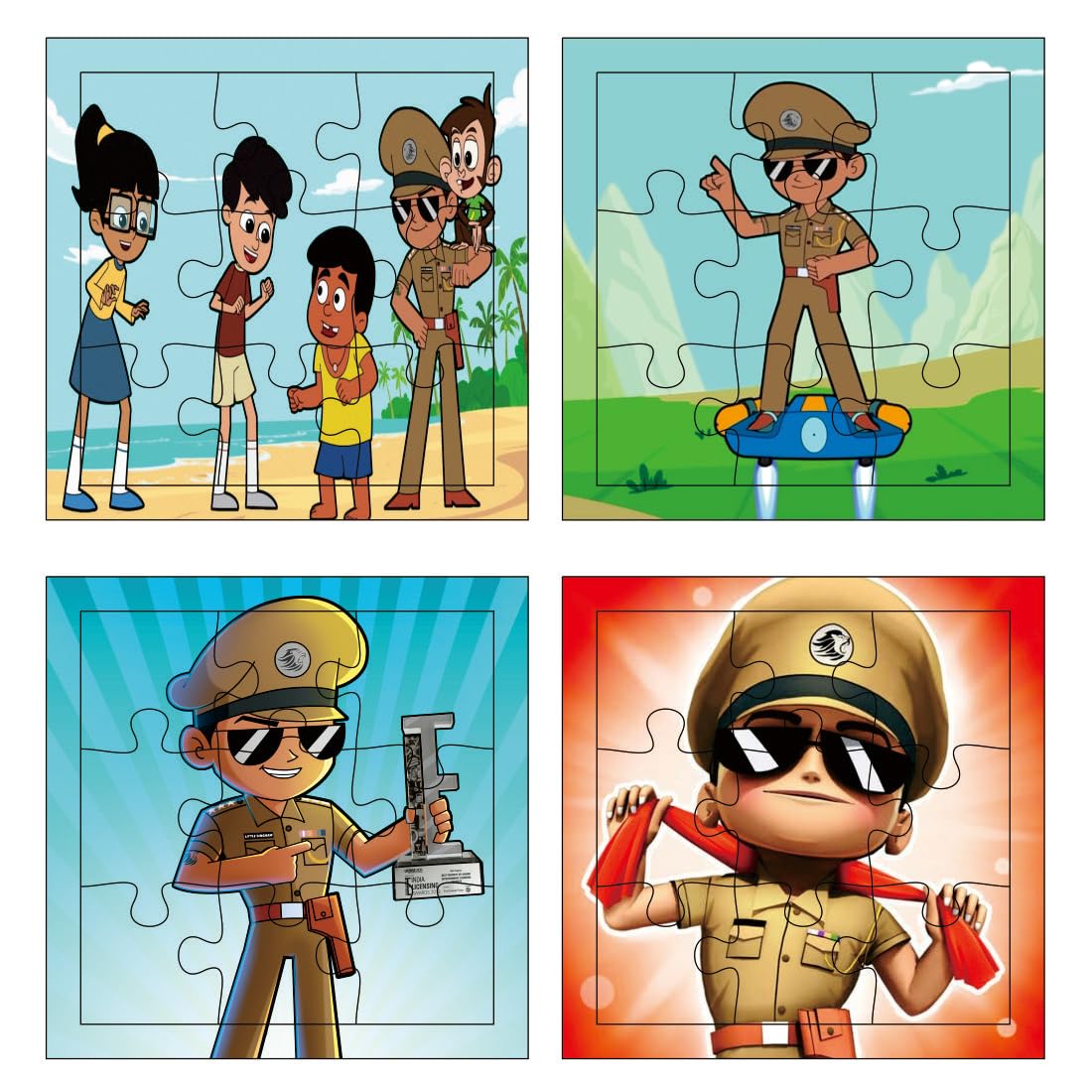 Otidge Little Singham wooden jigsaw puzzles, pack of 4 - image 1