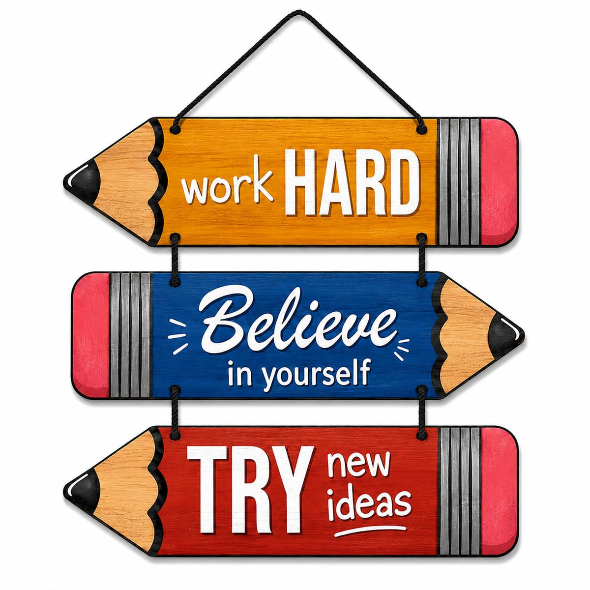 Zesta Work Believe Try MDF wooden wall hanging - image 1