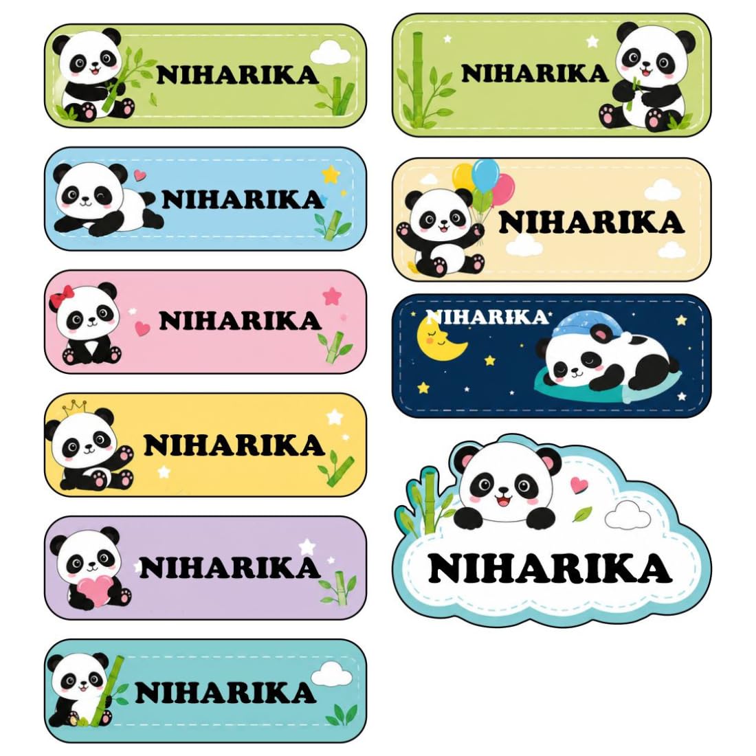 Zesta panda personalised name stickers for kids - image 1