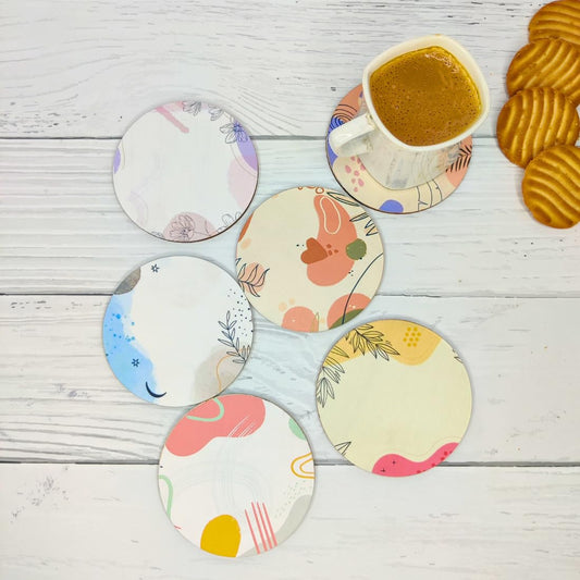 Zesta Abstract Wooden Coasters – Set of 6 – image 1