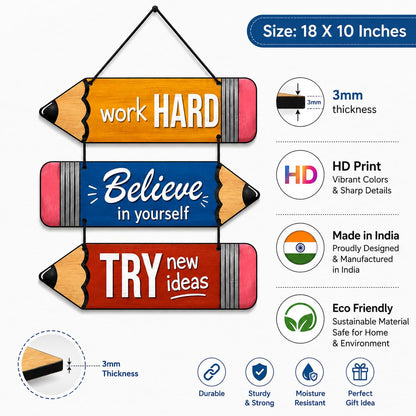 Zesta Work Believe Try MDF wooden wall hanging - image 2