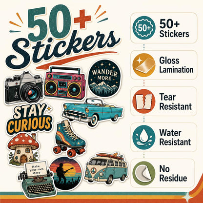 Zesta Vintage Vinyl Stickers – Pack of 50 – image 2