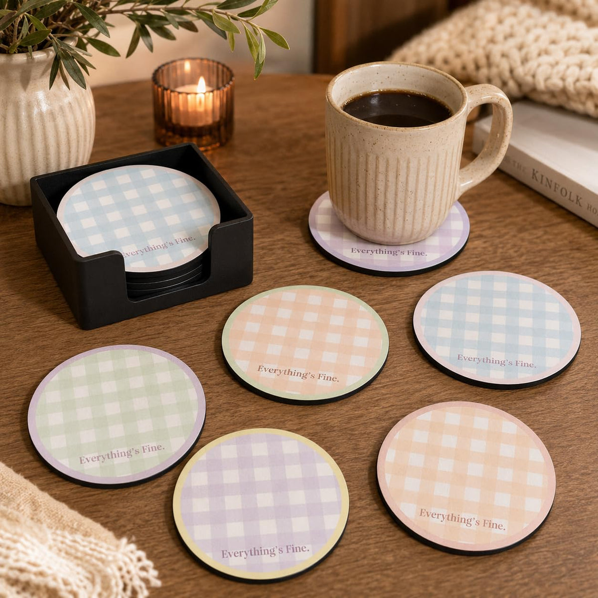 Zesta Pastel Colors Wooden Coasters – Set of 6 – image 2