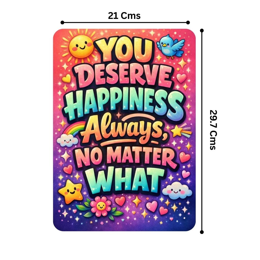 Zesta You Deserve Happiness self-adhesive MDF wooden wall hanging - image 2