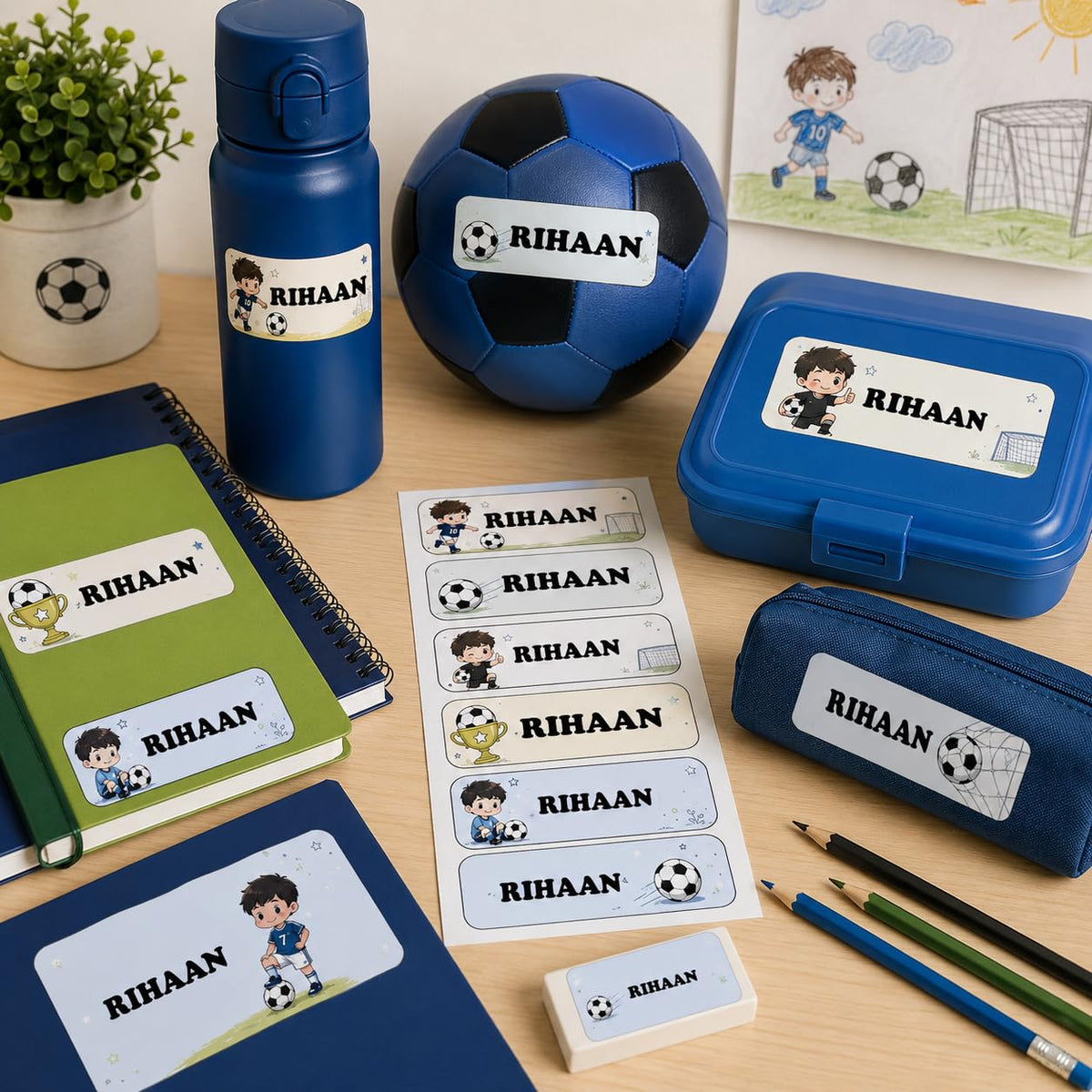 Zesta football personalised name stickers for kids, pack of 40 - image 2