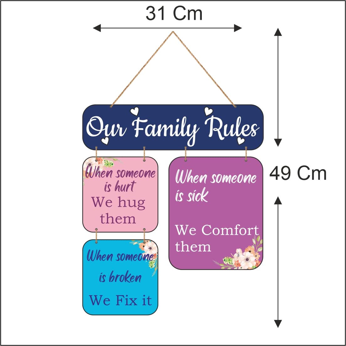 Zesta Family Rules MDF wooden wall hanging - image 2