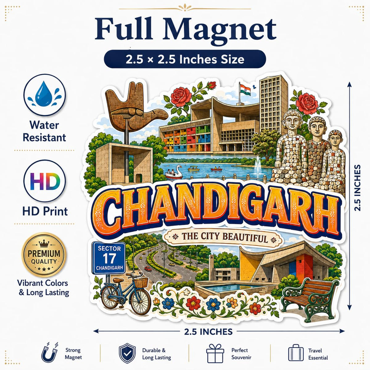 Zesta Chandigarh wooden fridge magnet - image 2