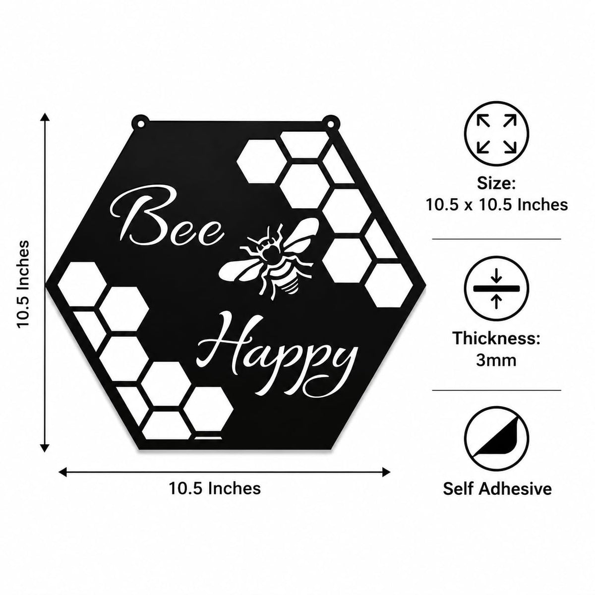 Zesta Bee Happy MDF wooden wall hanging - image 2