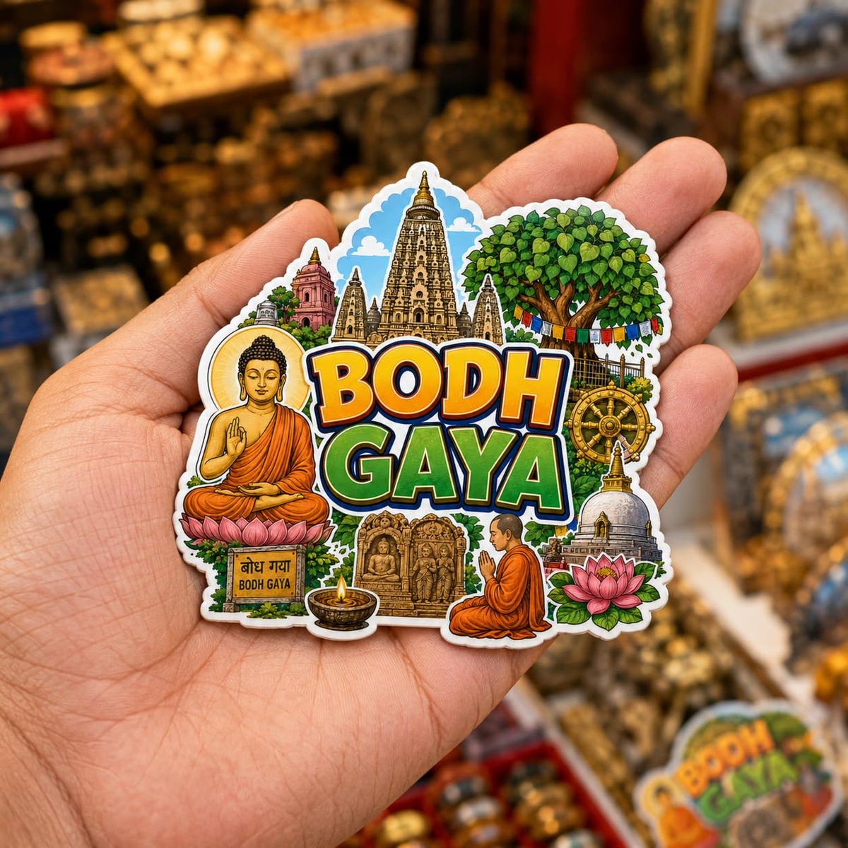 Zesta Bodhgaya wooden fridge magnet - image 2