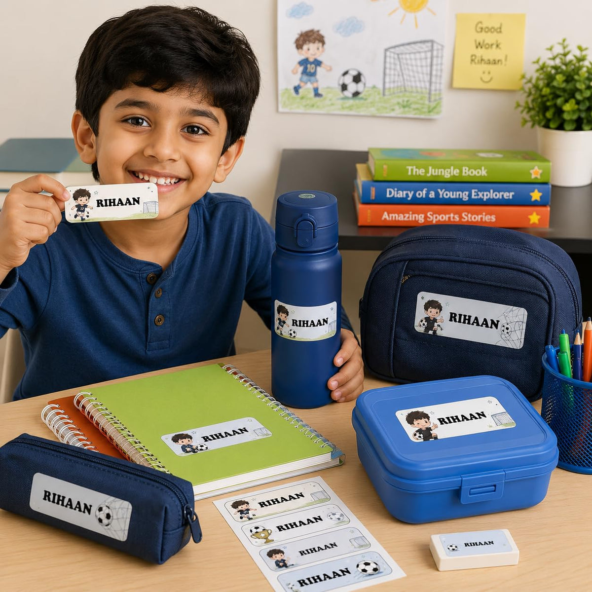 Zesta football personalised name stickers for kids, pack of 40 - image 3