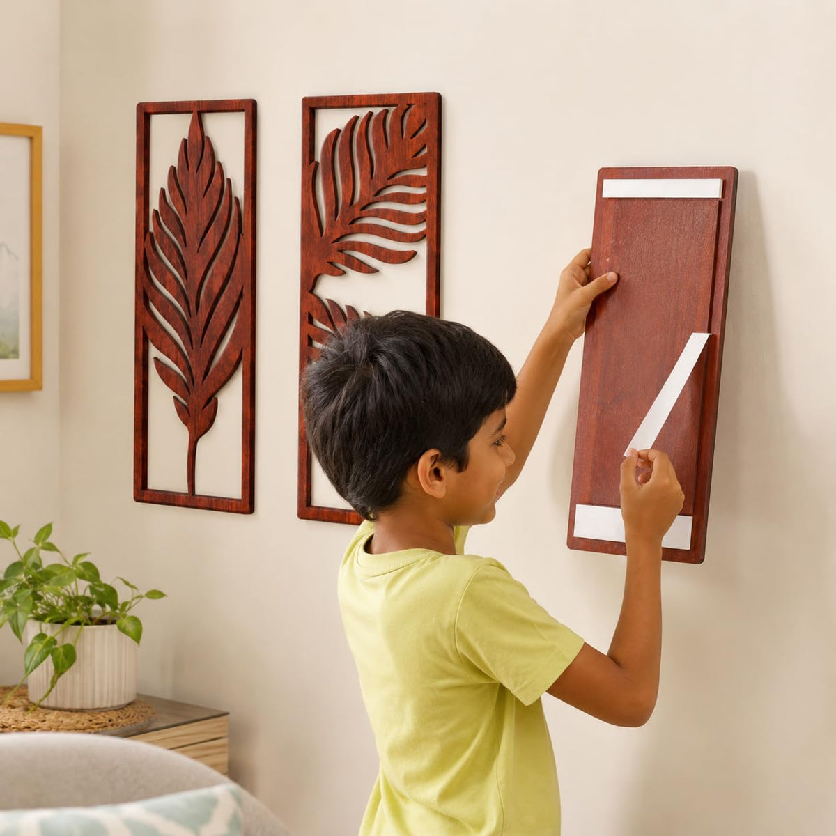 Zesta Brown Leaves MDF wooden wall hanging - image 3