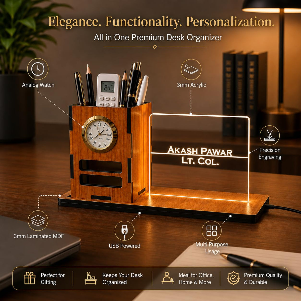 Zesta Personalised Pen Holder with Analog Watch – image 13