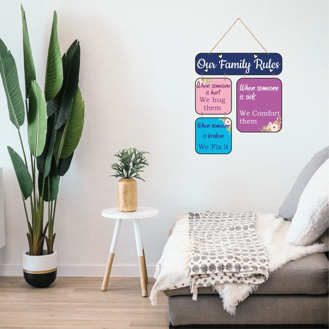 Zesta Family Rules MDF wooden wall hanging - image 3