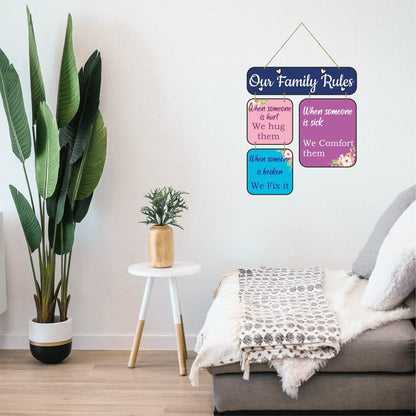 Zesta Family Rules MDF wooden wall hanging - image 3