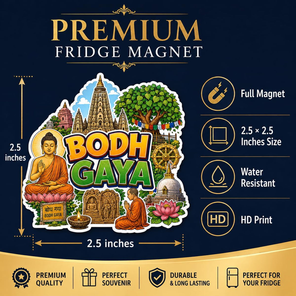 Zesta Bodhgaya wooden fridge magnet - image 3