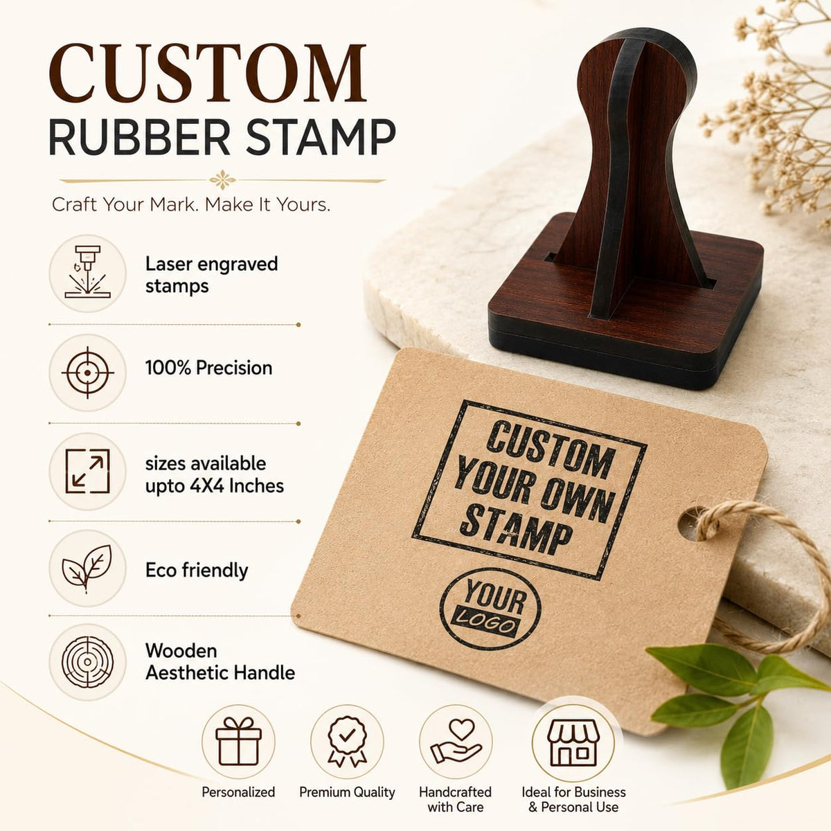Zesta Custom Logo wooden rubber stamp with black inkpad - image 6