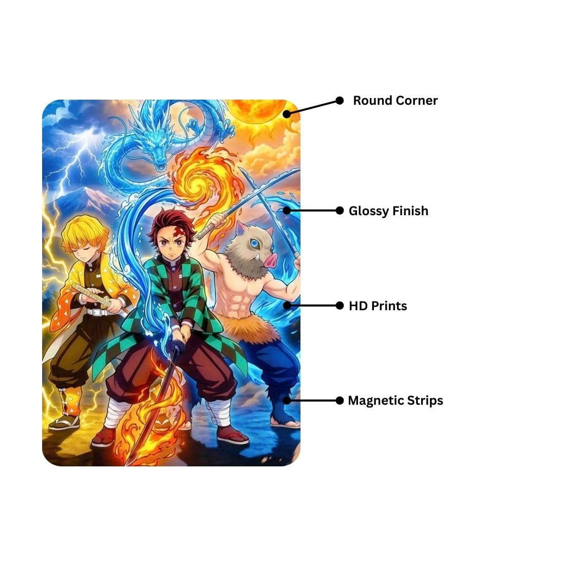Zesta Demon Slayer – Design 3 self-adhesive MDF wooden wall hanging - image 3