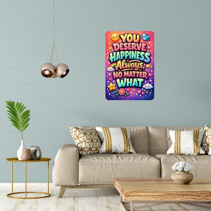 Zesta You Deserve Happiness self-adhesive MDF wooden wall hanging - image 4