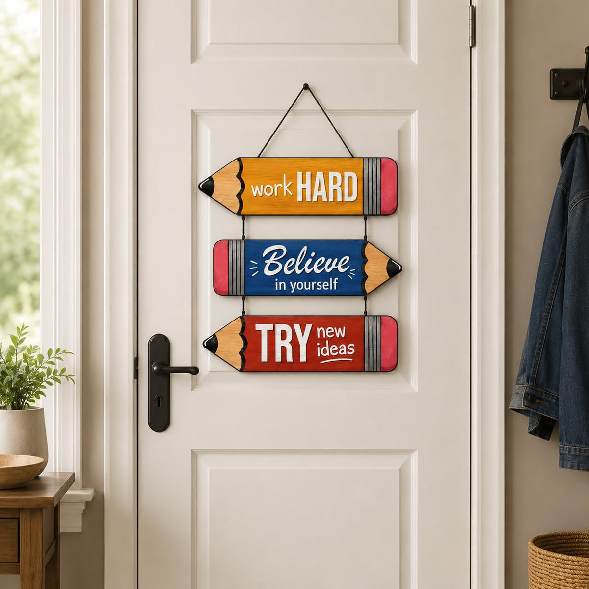Zesta Work Believe Try MDF wooden wall hanging - image 4
