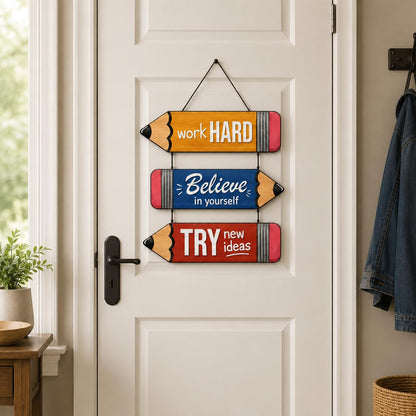 Zesta Work Believe Try MDF wooden wall hanging - image 4