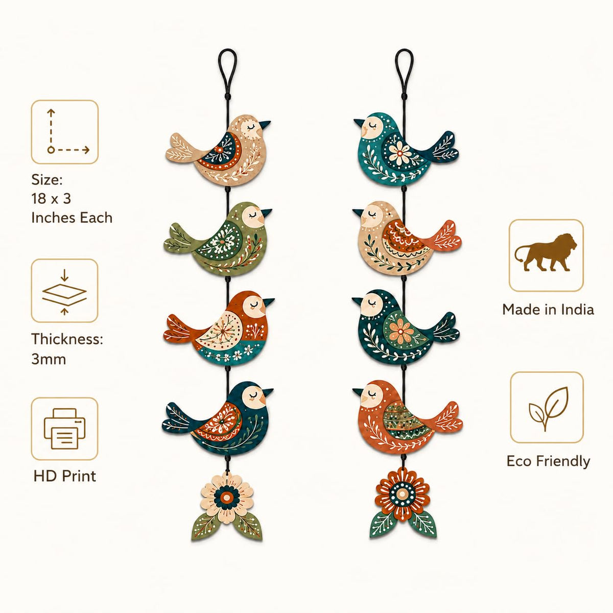 Zesta Birds Toran – 2 MDF wooden wall hanging - image 4
